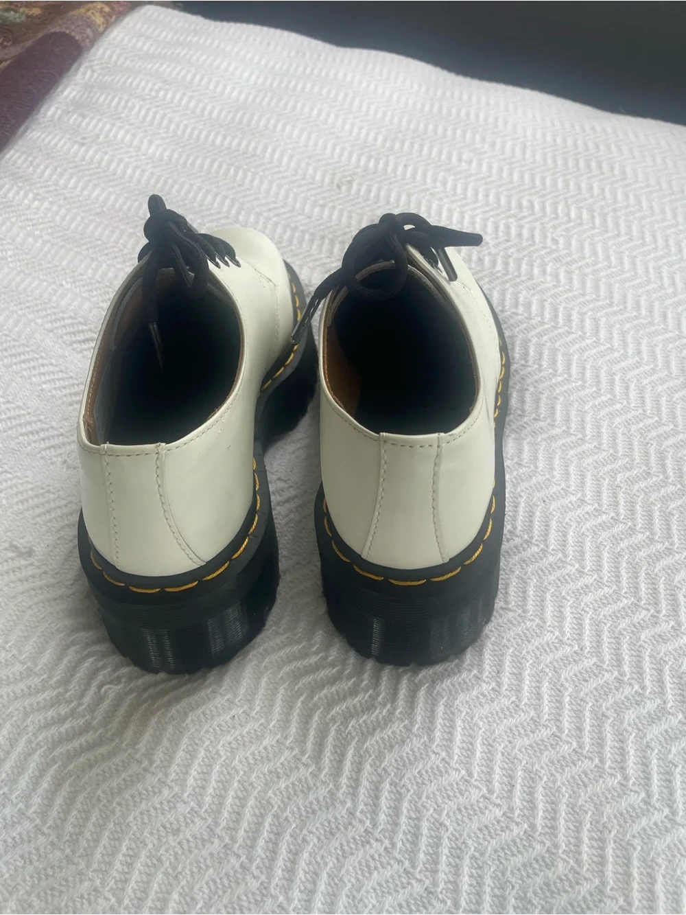Dr. Martens White Platform Lace-Up shoes with Black Sole